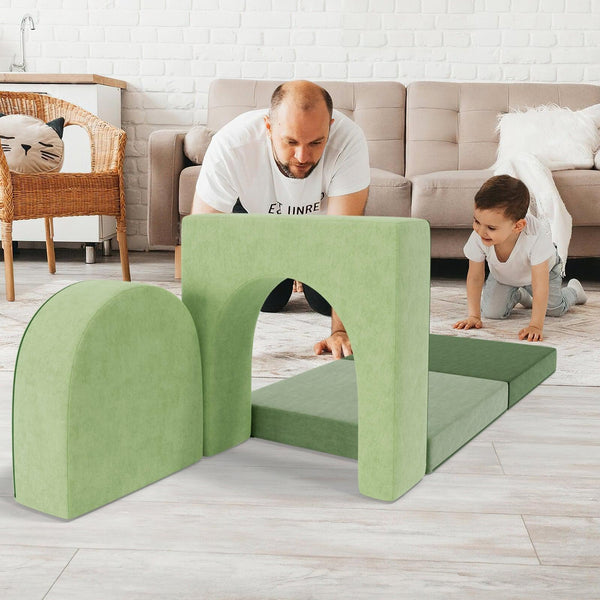 3 PCs U-shaped Kids Crawling Sofa Play Couch Set for Bedroom Living Room - RaDEWAY