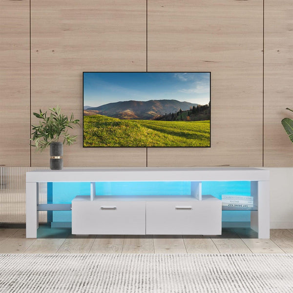LED modern TV stand with storage Entertainment Center and drawer - RaDEWAY