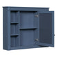 DICSCONA Royal Blue Wall Mounted Bathroom Wall Cabinet with Mirror 6 Open Shelves