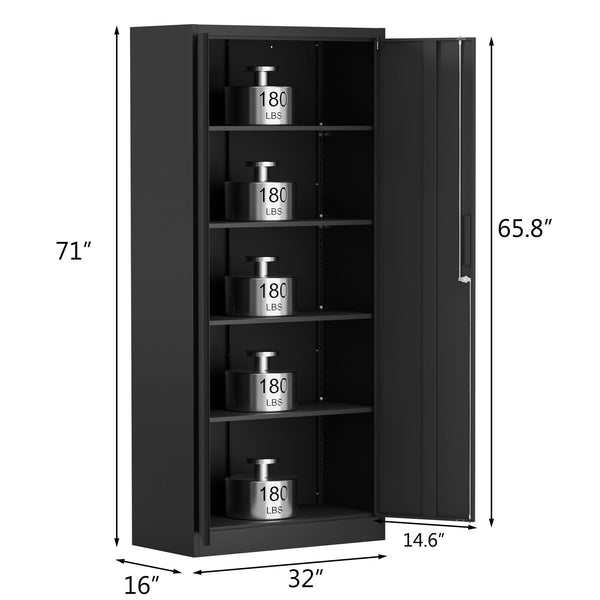 Large Metal Storage Cabinet with Locking Doors and Adjustable Shelf - RaDEWAY