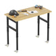Odaof Adjustable Height Oak Workbench With Sockets with 4 Wheels for Garage