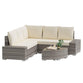 Odaof 6 Pieces Outdoor Sectional Sets with Cotton Cushions and Glass Coffee Table